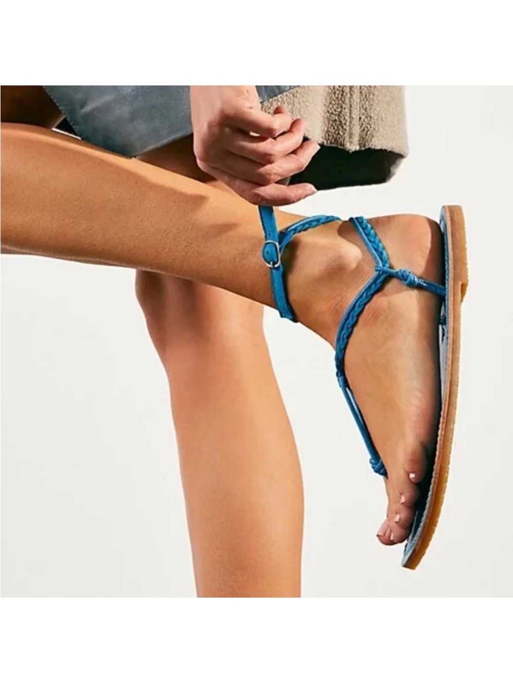 Free People Caroline Cali Sandals Blue Size 8 NEW